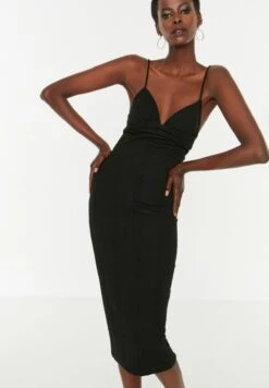 Trendyol Plunge Neck Strappy Knitted Dress