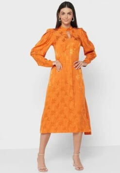 Puff Sleeve Keyhole Dress