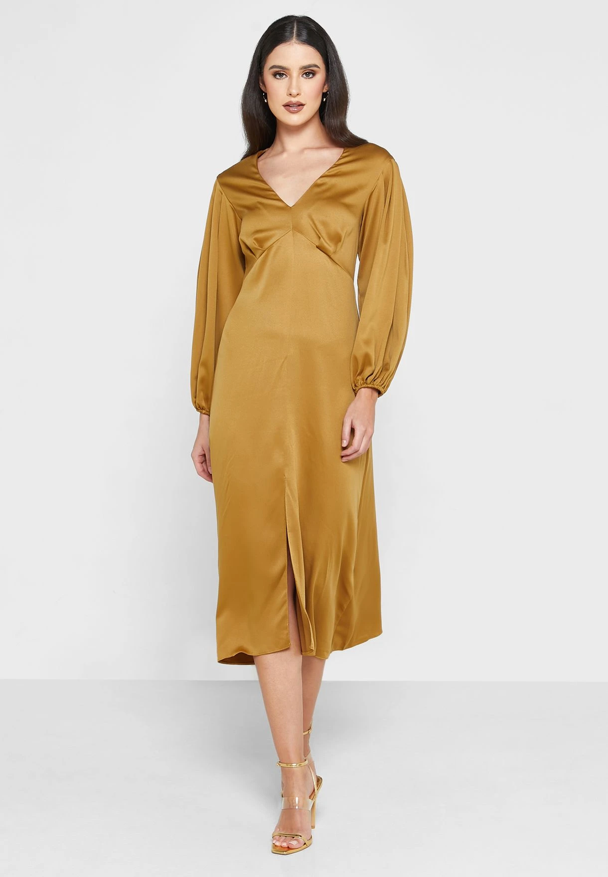 Front Slit Puff Sleeve Dress 1 Front Slit Puff Sleeve Dress