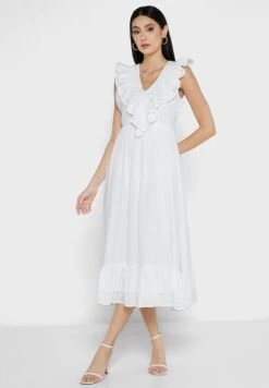 V-Neck Ruffle Detail Dress