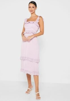 Broad Neck Ruffle Detail Dress