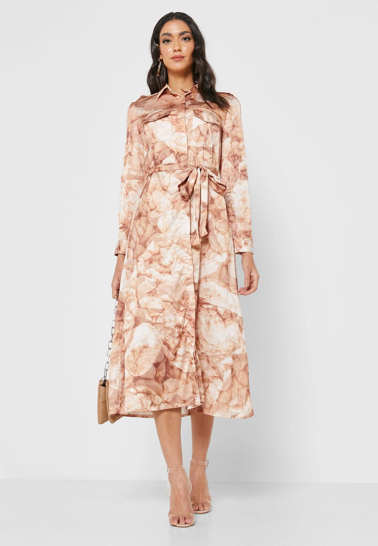 Printed Tie Detail Shirt Dress 1 Printed Tie Detail Shirt Dress