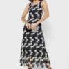 Tiered Square Neck Printed Dress