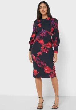 Split Detail Floral Print Dress