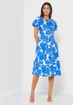 Printed Button Detail Shirt Dress