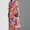 Floral Ruffle Hem Wrap Dress