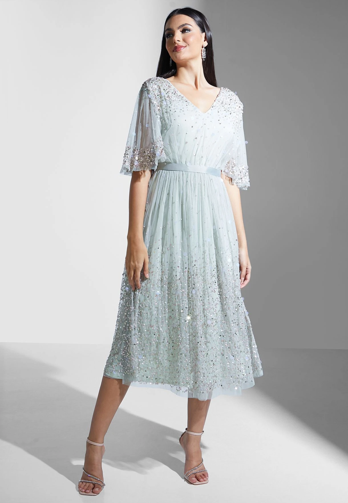 Sequin Detail Ruffle Dress 1 Sequin Detail Ruffle Dress