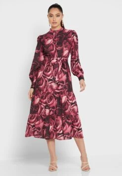 Printed Shirred Dress