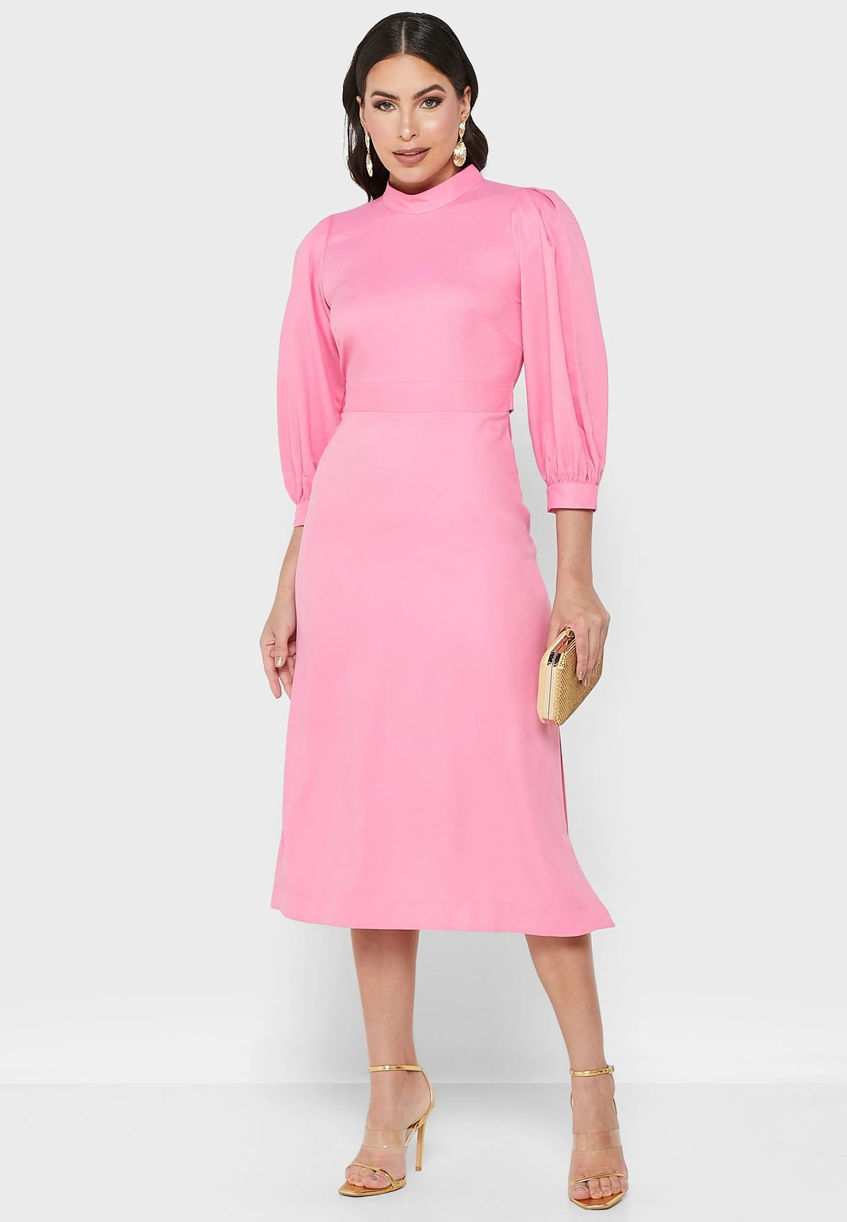 High Neck Puff Sleeve Dress 1 High Neck Puff Sleeve Dress