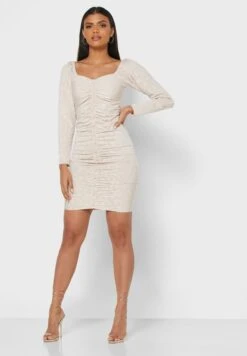 Button Detail Ruched Dress