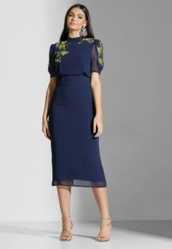 Embellished High Neck Tie Detail Dress