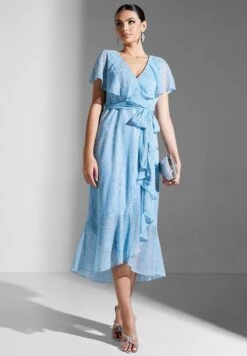 Adrianna Papell Waterfall Trim Ruffle Detail Dress