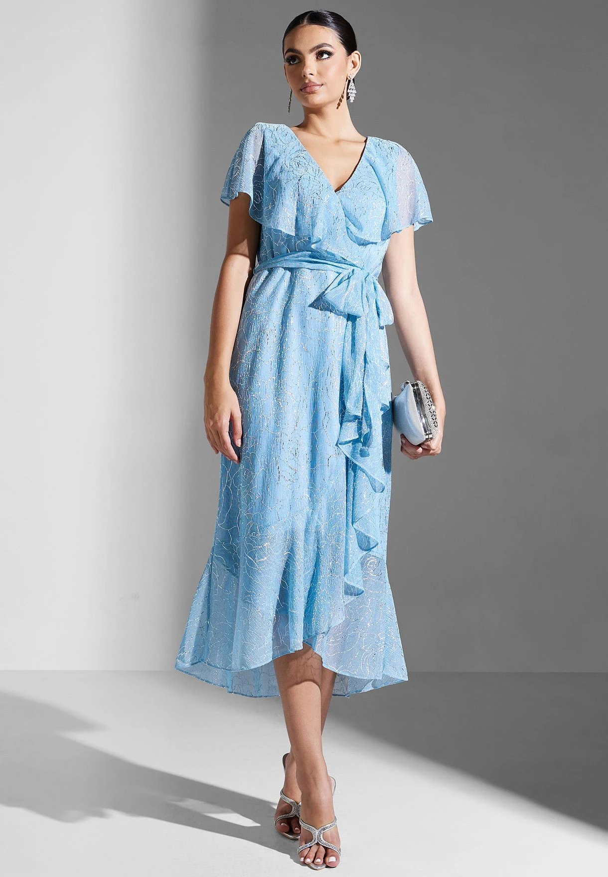 Adrianna Papell Waterfall Trim Ruffle Detail Dress 1 Adrianna Papell Waterfall Trim Ruffle Detail Dress