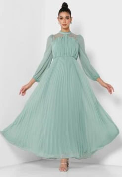 Mesh Detail Balloon Sleeve Dress