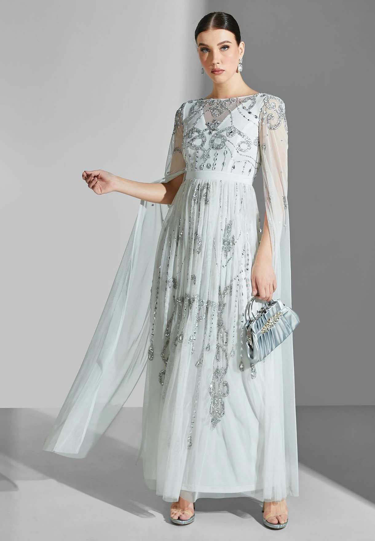 Embellished Mesh Detail Ruffle Dress 1 Embellished Mesh Detail Ruffle Dress