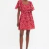 Trendyol Ruffle Sleeve Printed Tie Detail Dress