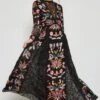Embroidered Plunge Maxi Dress
