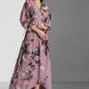 Surplice Floral Print Dress