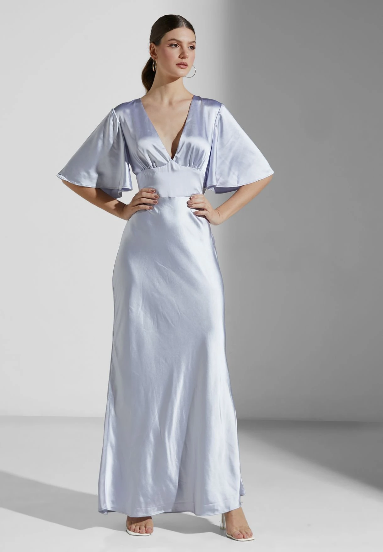 Ultraviolet Angel Sleeve Plunge Gown 1 Ultraviolet Angel Sleeve Plunge Gown