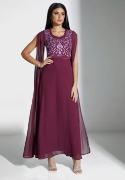 Cape Sleeves Embellished Dress