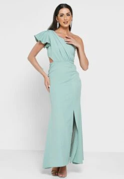 One Shoulder Dress With Shimmer Inserts