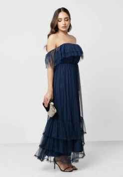 Bardot Ruffle Mesh Dress