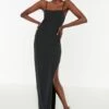 Trendyol Side Split Strappy Square Neck Dress