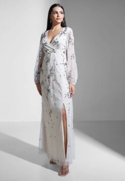 Sequin Detail Front Slit Dress