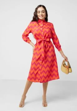 ELLA Printed Belt Detail Dress