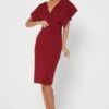 Surplice Detail Belted Dress