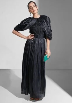 Gathered Cape Sleeve Dress