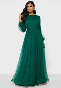 Embellished Belt Pleated Dress