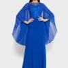 Embellished Cape Sleeve Maxi Dress