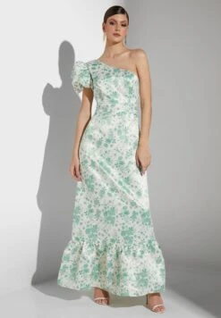 One Shoulder Ruffle Detail Floral Print Dress