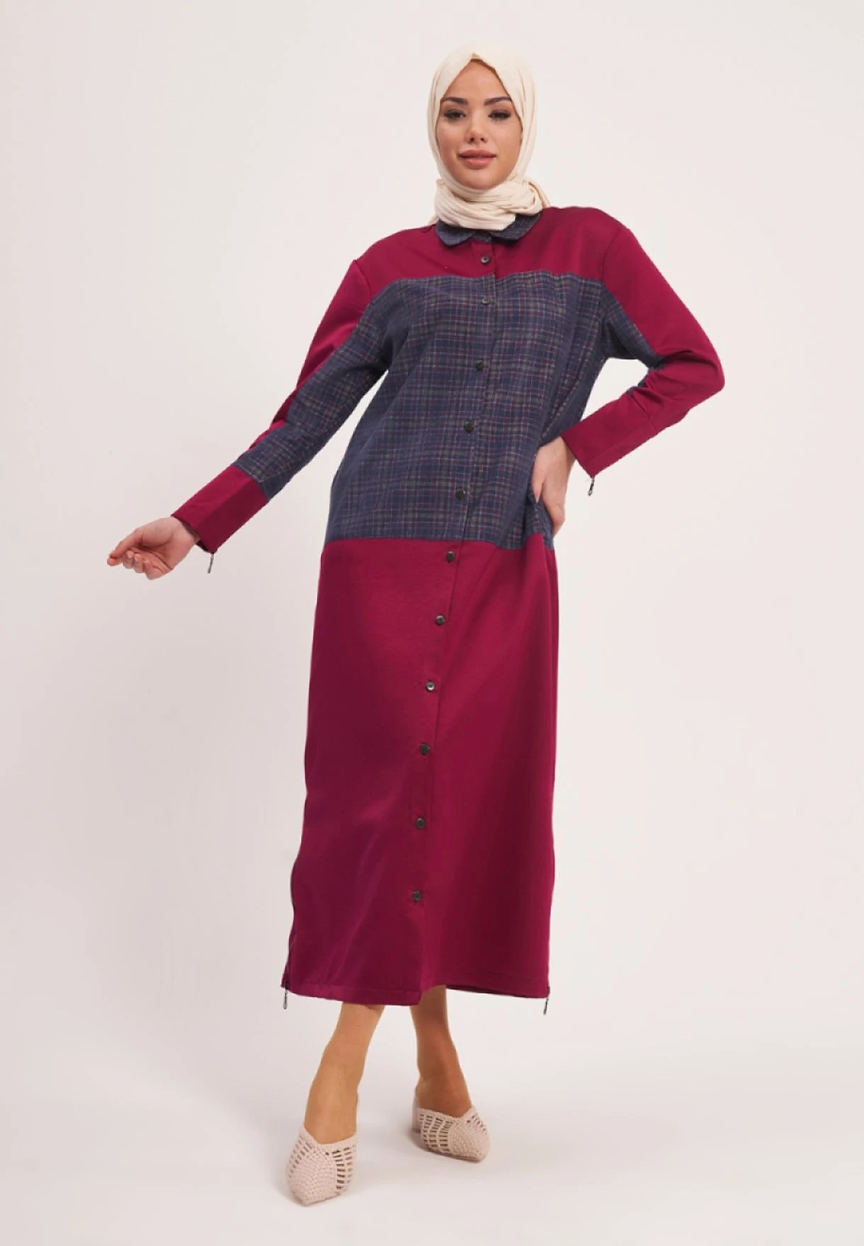 Checked Detail Knitted Dress 1 Checked Detail Knitted Dress