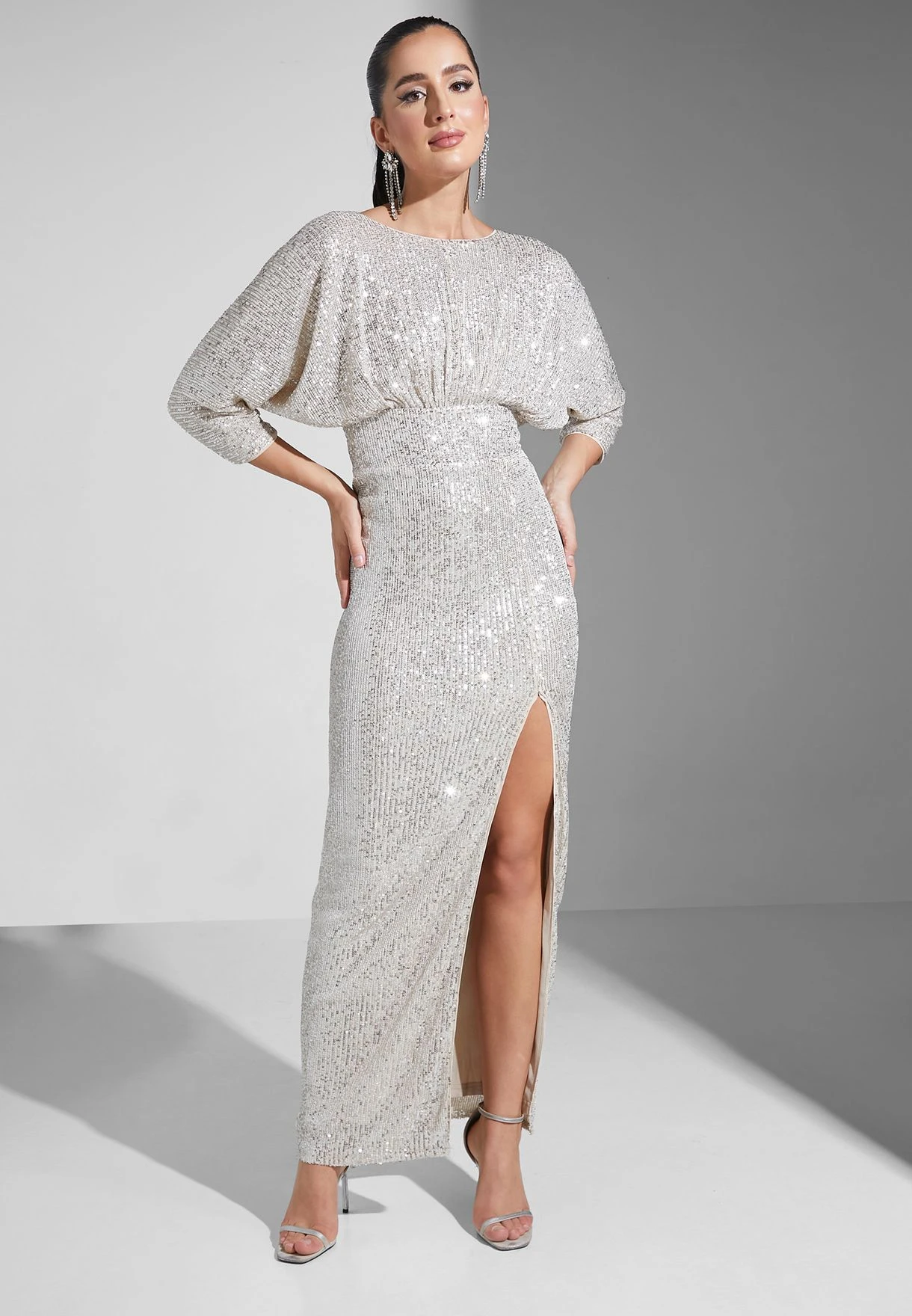 Shimmer Dress With Slit 1 Shimmer Dress With Slit