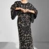 Embellished Maxi Dress With Batwing Sleeves
