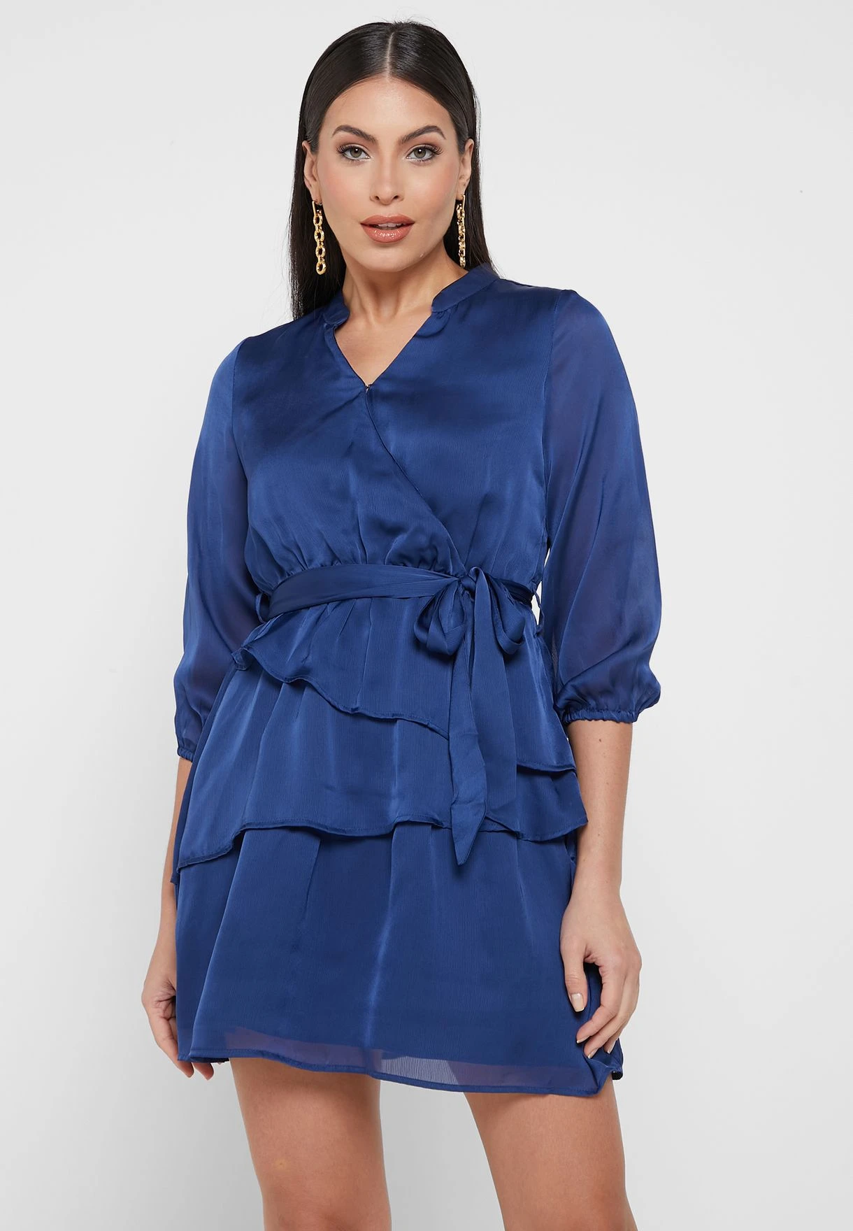 Surplice Neck Belted Dress 1 Surplice Neck Belted Dress