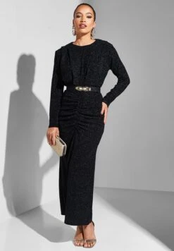 Ruched Detail Shimmer Dress