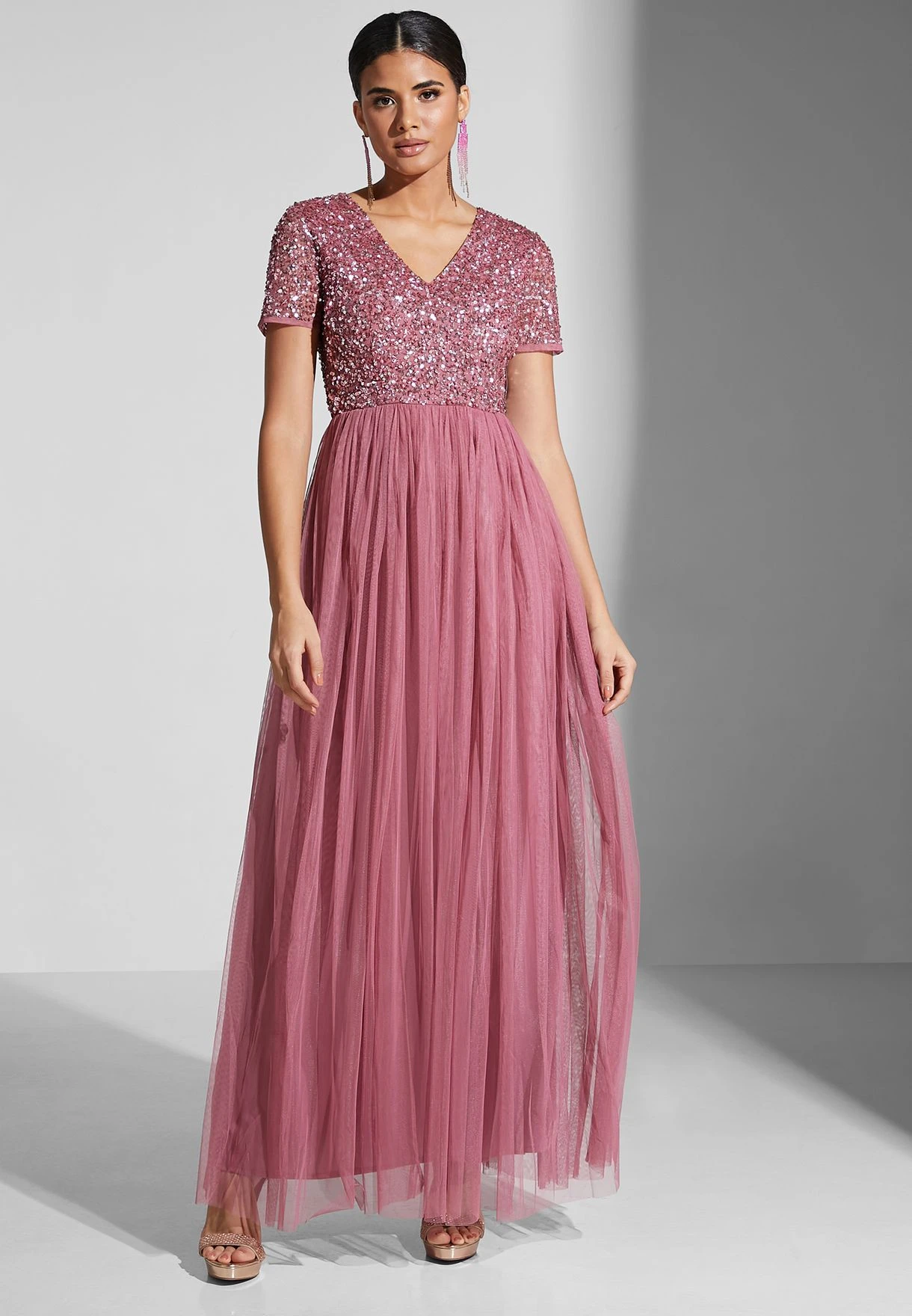 Sequin Detail Pleated Dress 1 Sequin Detail Pleated Dress