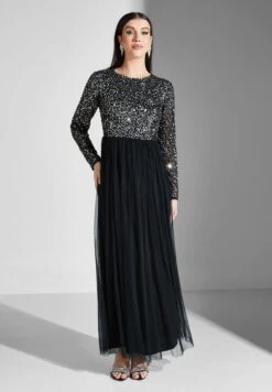 Sequin Detail Plisse Dress