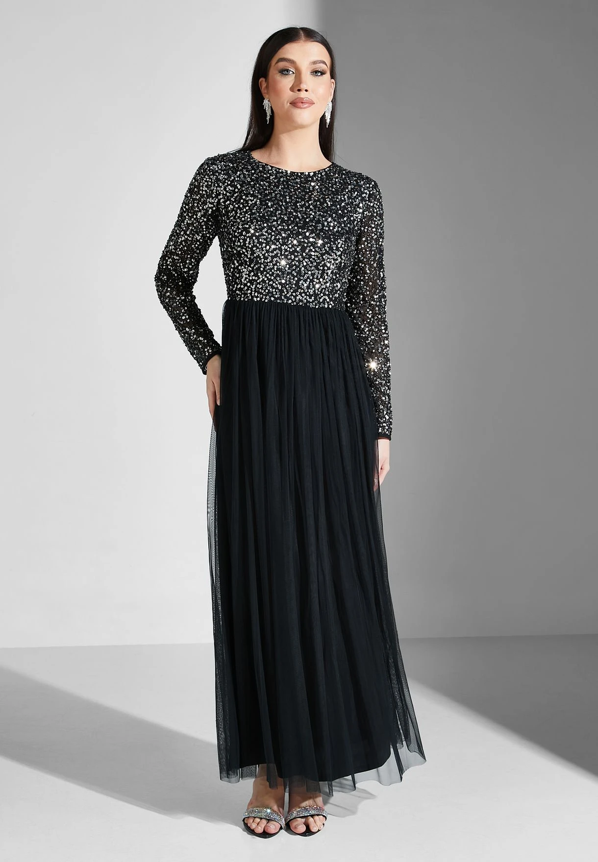 Sequin Detail Plisse Dress 1 Sequin Detail Plisse Dress