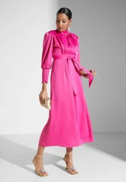 Shirred Cuff Detail A-Line Dress