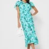 Printed Ruffle Sleeve Dress
