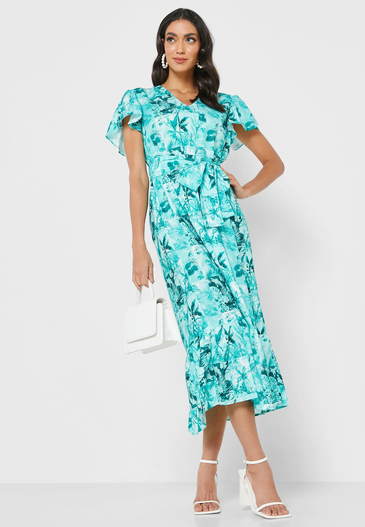 Printed Ruffle Sleeve Dress 1 Printed Ruffle Sleeve Dress
