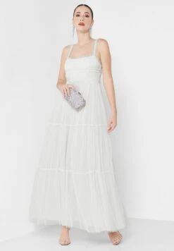 Square Neck Ruched Tiered Dress