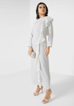 Ruffle Detail Belted Dress