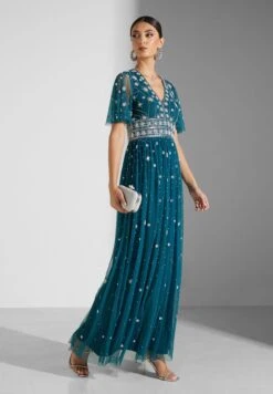 Mesh Detail Embellished Dress