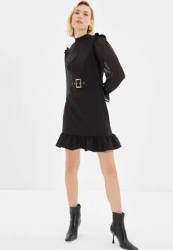 Trendyol High Neck Ruffle Detail Dress