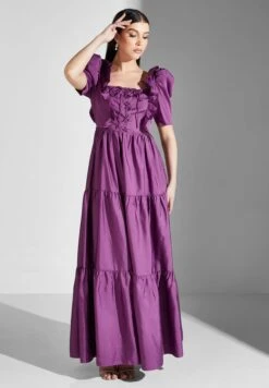 Puff Sleeve Ruffle Detail Dress